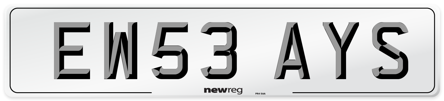 EW53 AYS Number Plate from New Reg